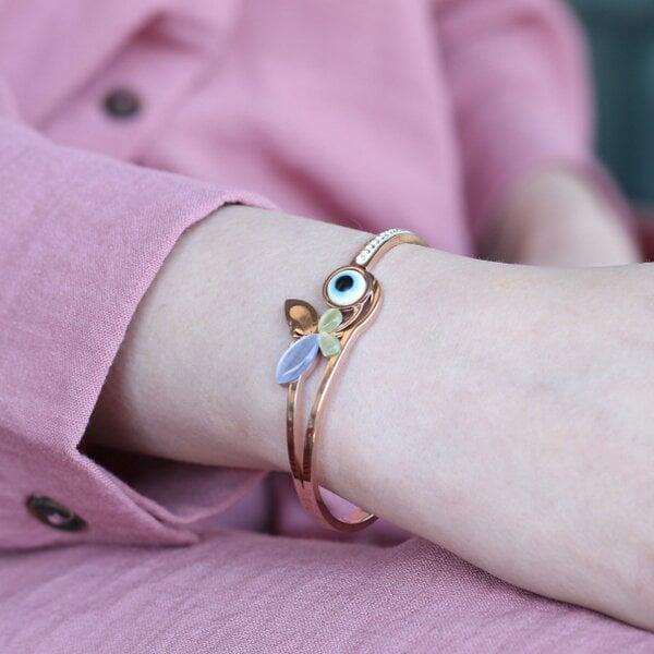 The Colourful Aura Large colourful butterfly Evil Eye Open Cuff Bangle Bracelet
