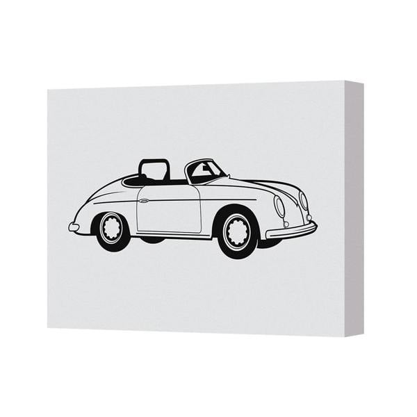 Benjamin Tate Design Classic Convertible Car Canvas Wall Art Print Black And White