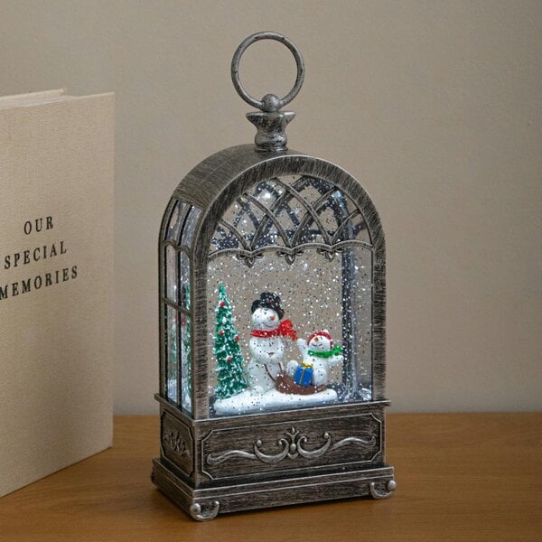 Samuel Alexander 26cm Light up Christmas Water Spinner Decoration with Snowmen Scene