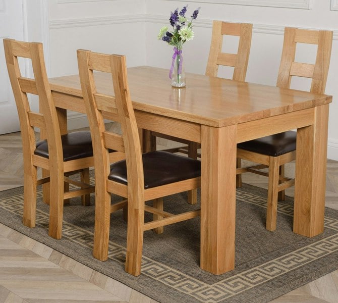 That's Furniture Dakota Medium Oak Dining Table with Yale Oak Chairs