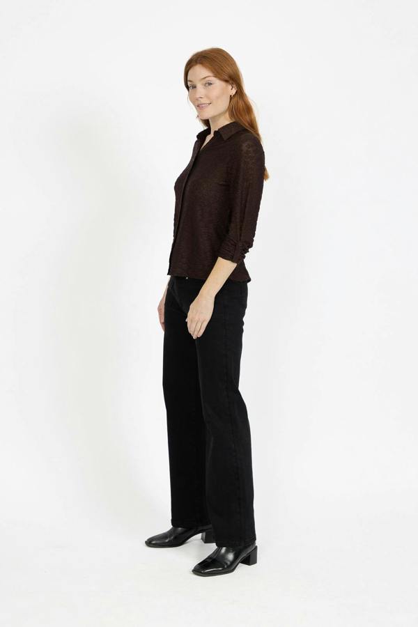 Mudflower Floral Lace Full-Sleeve Stretch Shirt Blouse