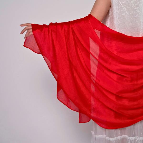 Bright Red Silk Scarf – Hand-Dyed Mulberry Silk, Christmas Gift & Wedding Wrap