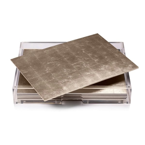 Grand Matbox Clear Silver Leaf Chic Matte Champagne - Posh Trading Company  - Interior furnishings london