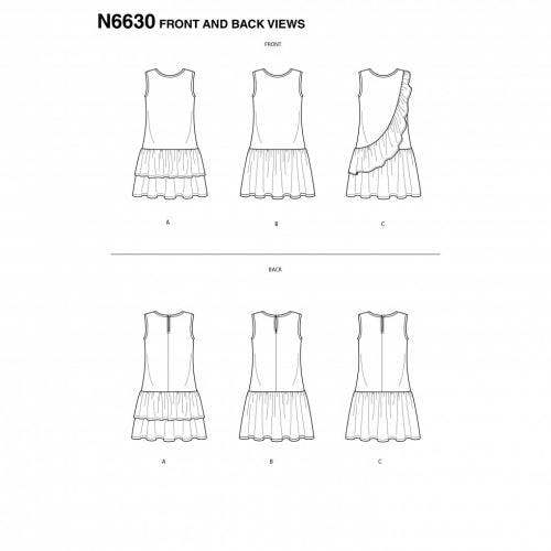 New Look Sewing Pattern 6630, Dresses for Kids, Teenagers, A (3-4-5-6-7-8-10-12-14) - Intermediate