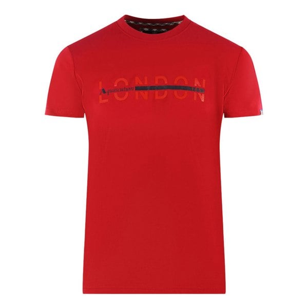 Aquascutum London 1851 Split Logo T-Shirt - Red