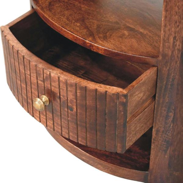 Artisan Furniture Solid Wood Bordeaux Bedside, 1 Drawer & 2 Open Slots, Brown