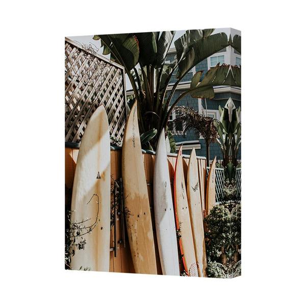Benjamin Tate Design Coastal Surfboards Canvas Wall Art Print For Beach Decor