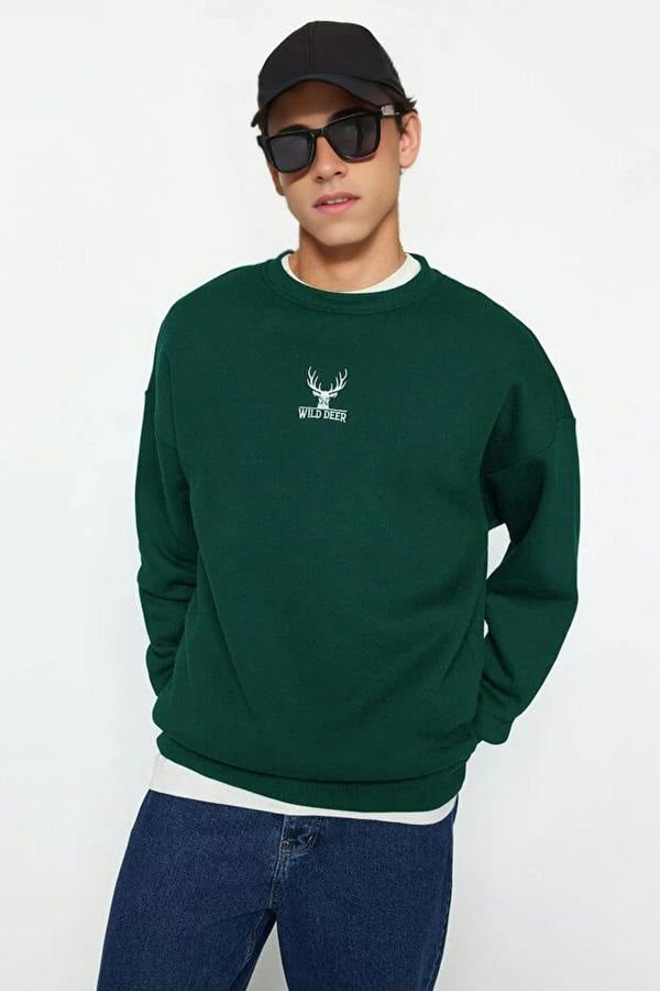 WOVCOR Crew Neck Animal Embroidered Men's Sweatshirt