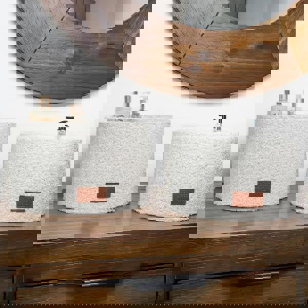 JVL Shiro Boucle Round Fabric Storage Baskets for Home Organisation, Set of 2, White