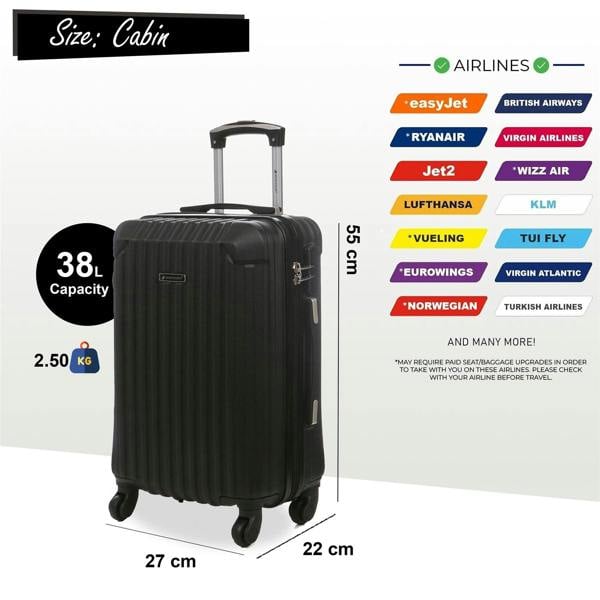 Snowball Hard Shell ABS 4 Wheels Luggage Travel Cabin Suitcase Set