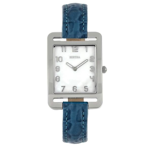 Bertha Marisol Swiss MOP Leather-Band Watch - Blue - BTHBR6901
