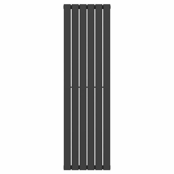MYHOMEWARE Black 452 x 1600 mm Modern Vertical Flat Panel Designer Radiator Single Panel Radiator Heater