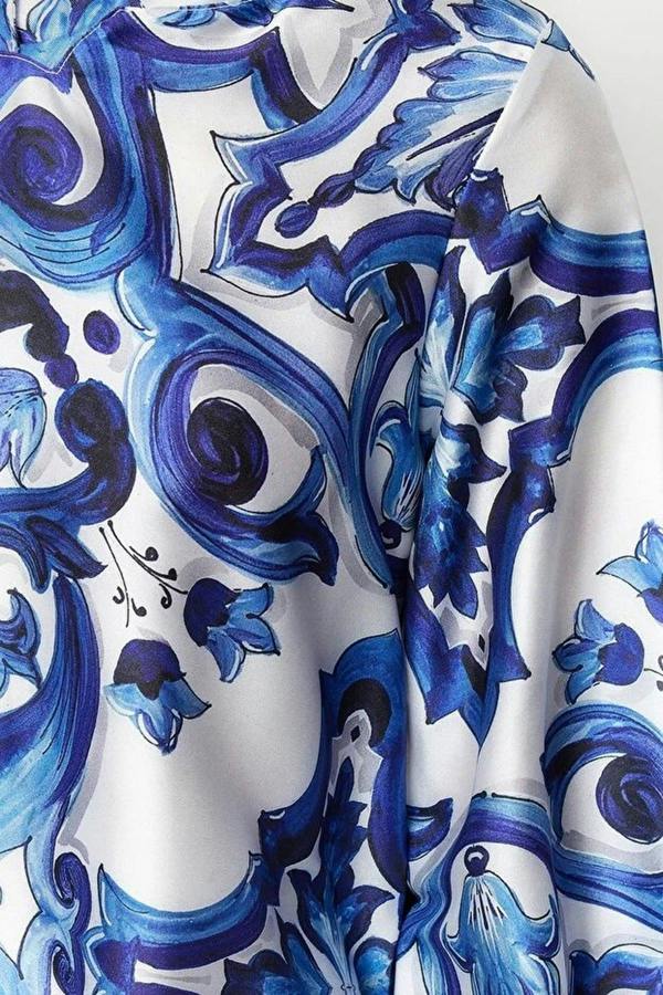 WOVCOR Satin Ethnic Patterned Evening Dress