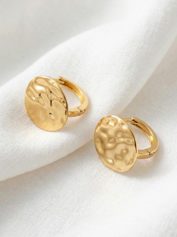 MUCHV Textured Disc Huggie Hoop Earrings
