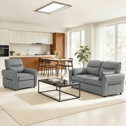 Wyld Haus Pamazi Grey Faux Leather Accent Armchair