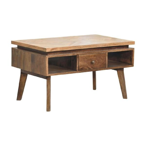 Wyld Haus Arezzo Classic Granary Coffee Table 2 Drawers with Brass Detail