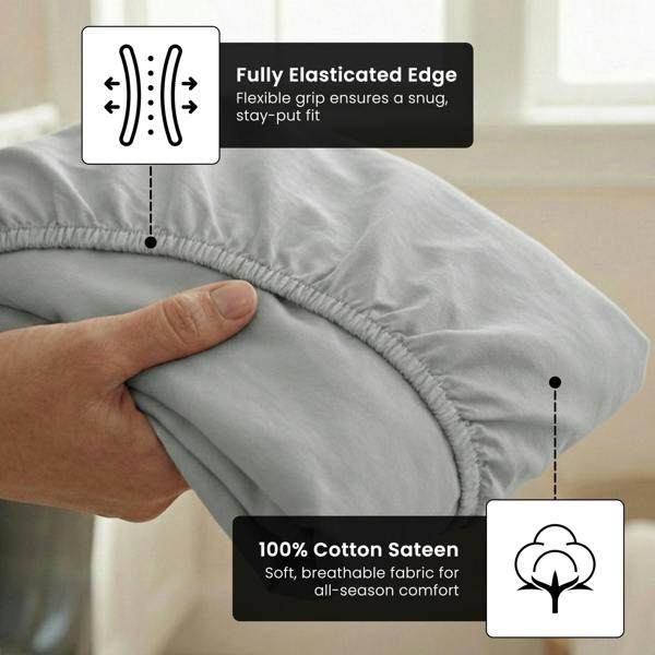 Smart Living 40cm Deep T300 Fitted Sheet Or Pillowcases - Silver