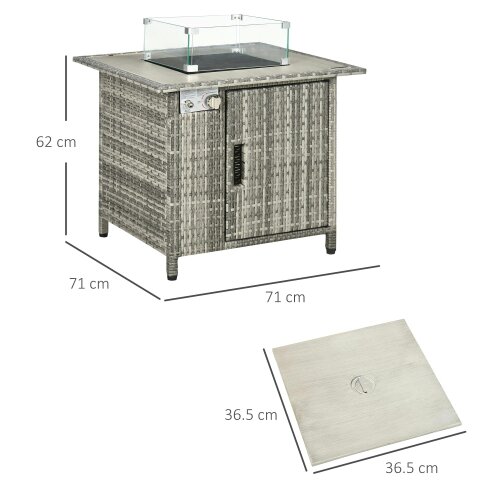 Wyld Haus Hara Luri Grey Rattan Square Outdoor Gas Fire Pit Table