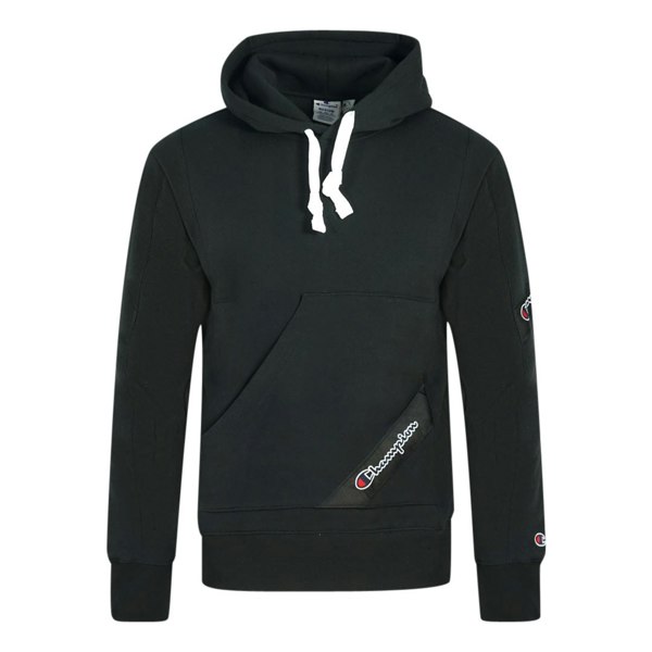 Champion Asymmetric Pocket Logo Hoodie - Black