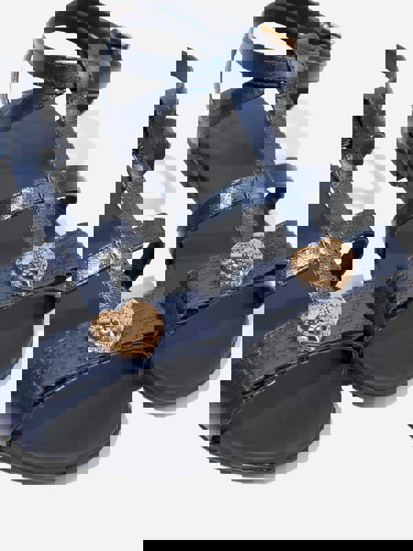 Versace Girls Medusa Heart Sandals in Navy