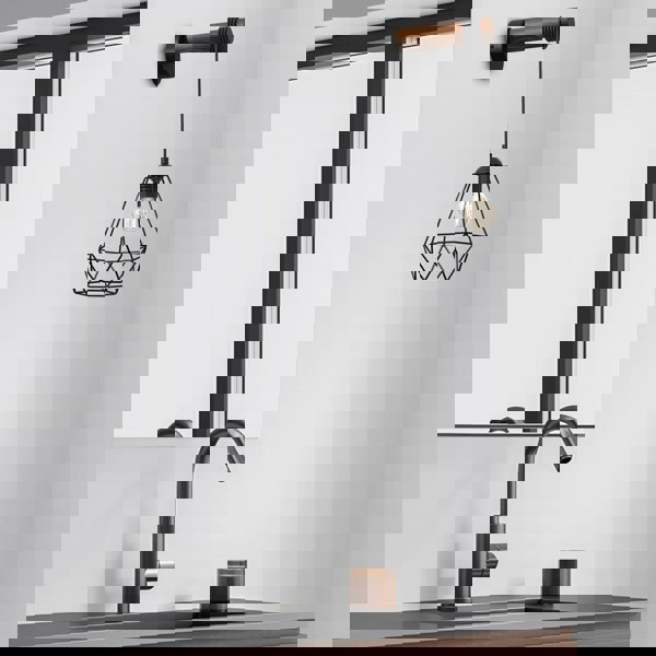 Milagro Acero Wall Lamp 1XE27 This Hand Made Industrial Style Lamp Is Hand Made from Sleek Black Steel And Natural Dark Wood