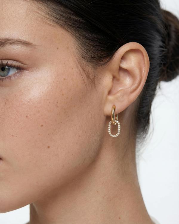 Elk & Bloom Dainty 14k Gold Gemstone Double Loop Hoops