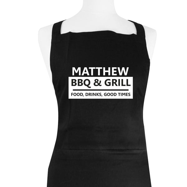 Personalised Memento Company Personalised BBQ & Grill Black Apron