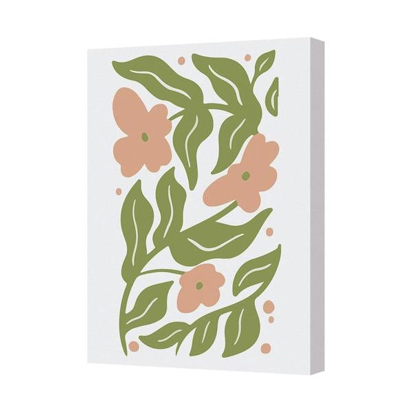 Benjamin Tate Design Contemporary Floral Canvas Art Print Green Leaves Peach Flowers