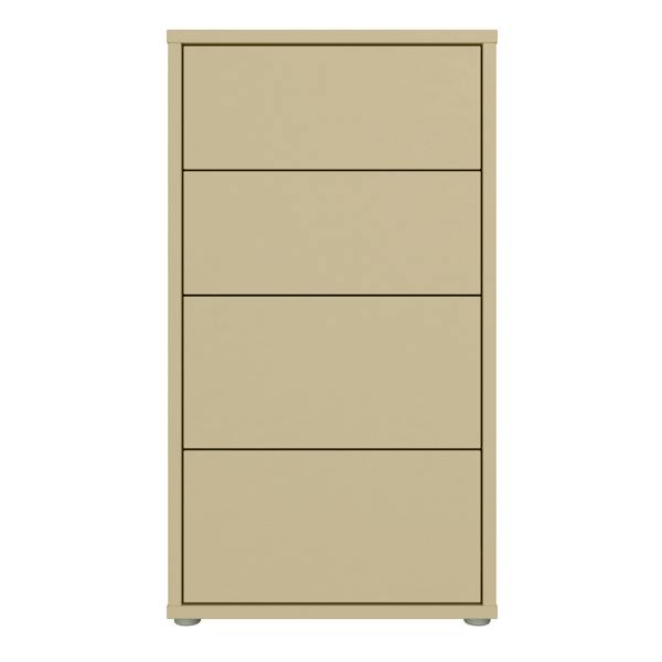 Alice Springs Tall 4 Drawer Chest with Push-to-Open Drawers in Butter Yellow