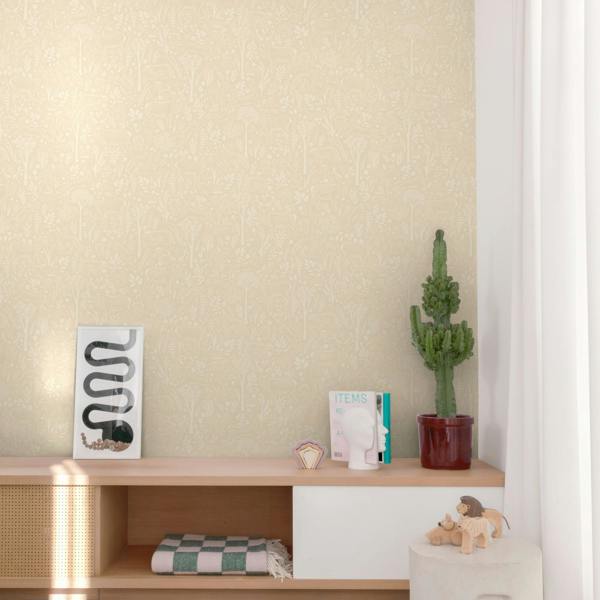 Grandeco Native Woodland Animals Nursery Textured Wallpaper, Neutral