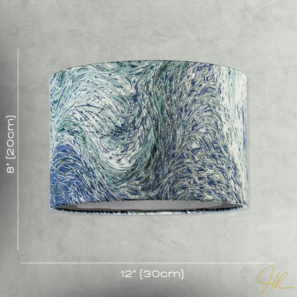 Artistic and Fluid Textured Lamp Shade in Blue Teal and Soft Green Image 7