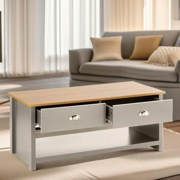 Rafaelo Mobilia Coffee Table With 2 Drawers Grey