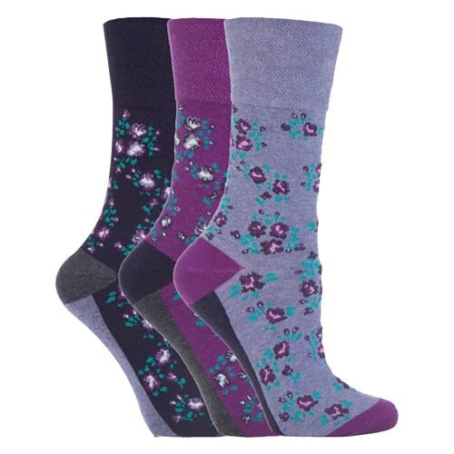 Gentle Grip 3 Pairs Ladies Cotton Rich Everyday Socks Gentle Grip Soft Top Comfort Socks - 4-8 UK - GG57