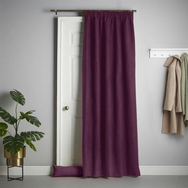Luxury Living Velvet Chenille Thermal Fleece Lined Single Pencil Pleat Door Curtain