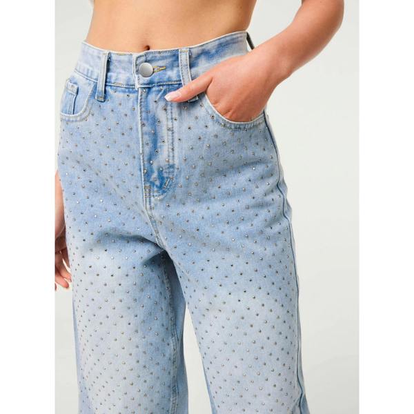 Pink Vanilla All Over Stud Wide Leg Jeans