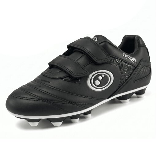 Optimum Razor Junior Easy Fasten Moulded Boots | Sizes 1 to 13 - Black/Silver