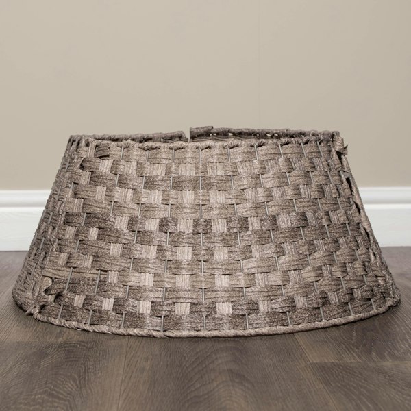 Samuel Alexander 40/58cm Samuel Alexander Medium KD Plastic Wicker Rattan Woven Christmas Tree Skirt in Grey