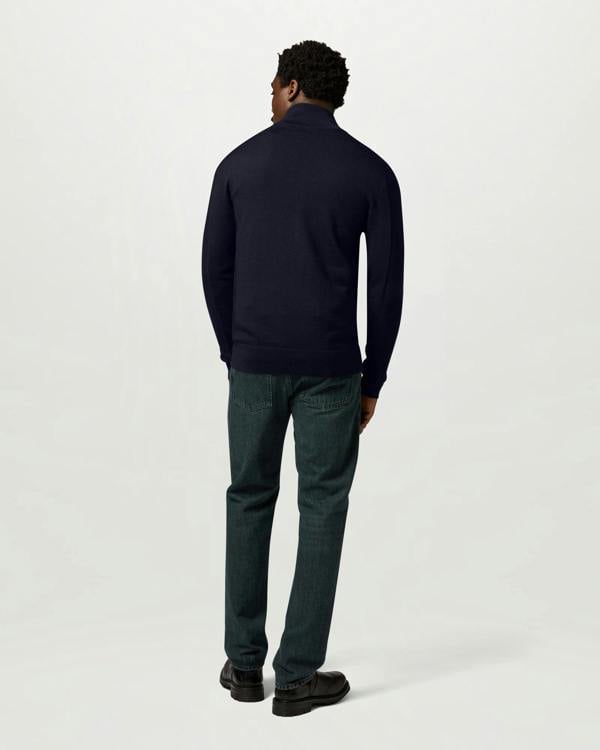 Belstaff Mens Colden Merino Quarter Zip Jumper - Dark Ink | CHO | Designer Mens Quarter Zip Jumpers