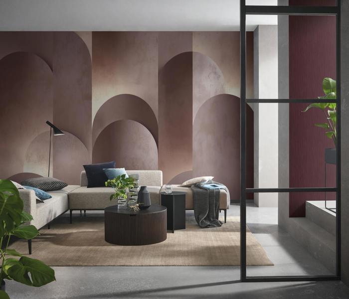 Silent Arches  - Digital wallpaper in Burgundy
