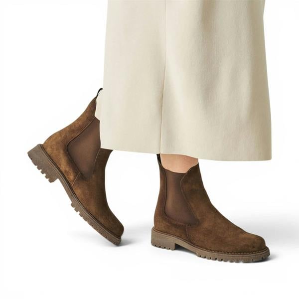 Tamaris Womens Brown Leather High Chelsea Ankle Boots - 25427-41