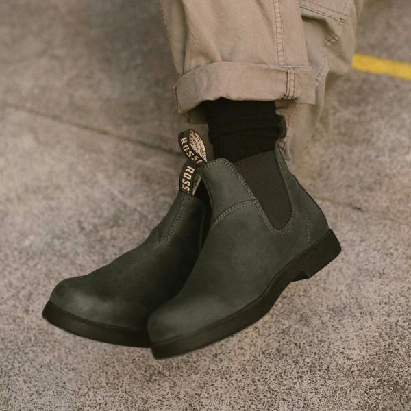 Rossi Boots Rossi 607 Booma Moss Olive Green Leather Chelsea Boots