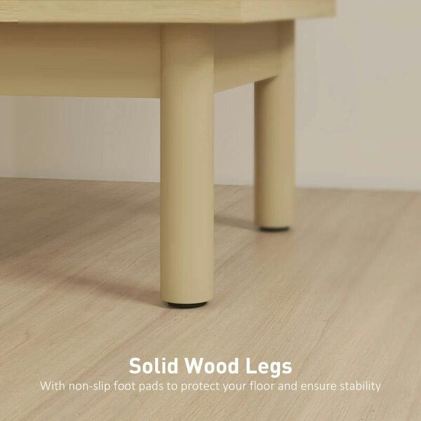 Rattan Bedside Table for Bedroom - Natural Wood