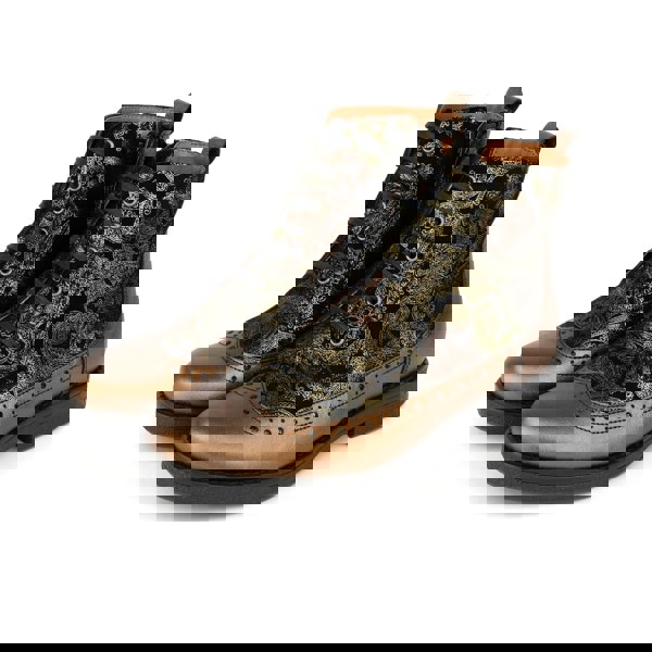 Embassy London Hatter - Bronze & Floral - Women's Leather Ankle Lace-up Boot with bronze floral details