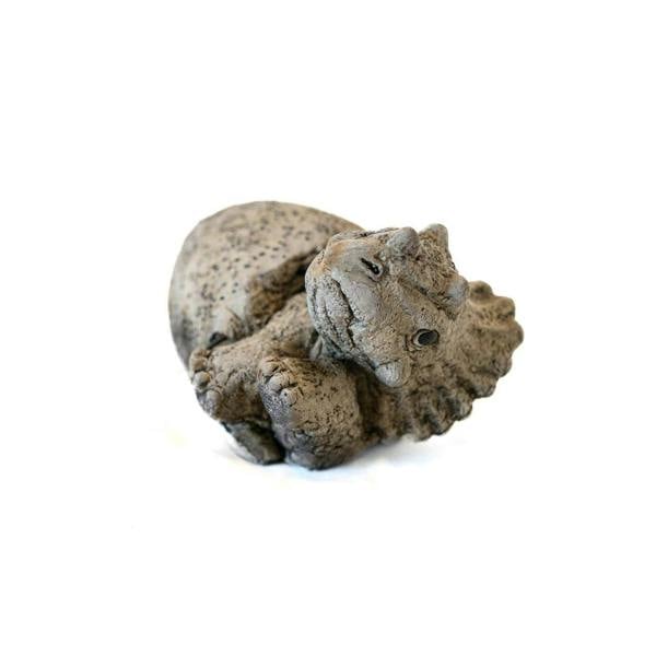 Small Stone Cast Triceratops Garden Sculpture Dinosaur Animal Statue