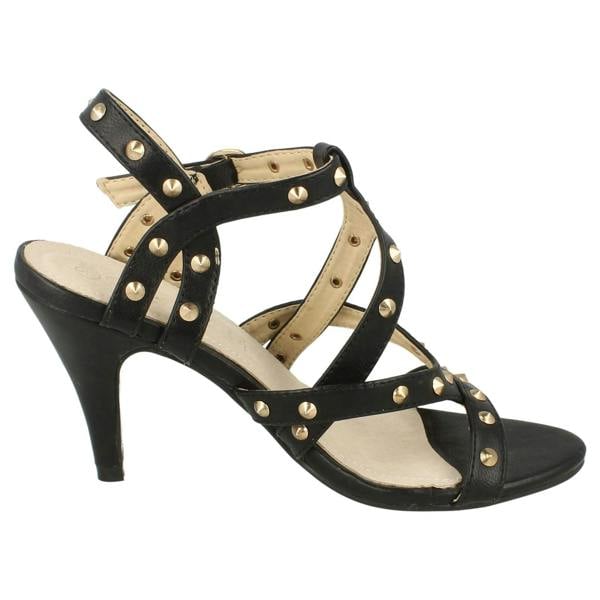 Spot On Ladies Spot On High Heel Studded Strap Sandal