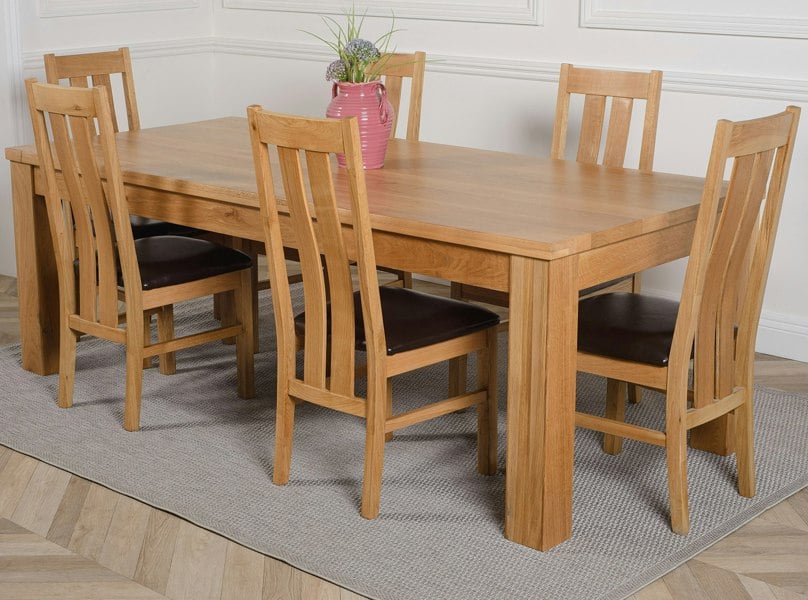 That's Furniture Dakota Extra Large Oak Dining Table with Princeton Oak Chairs