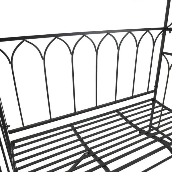 Garden Metal Frame Bench W/Arch for Various Climbing Plant, 115Lx50Wx203H cm-Black