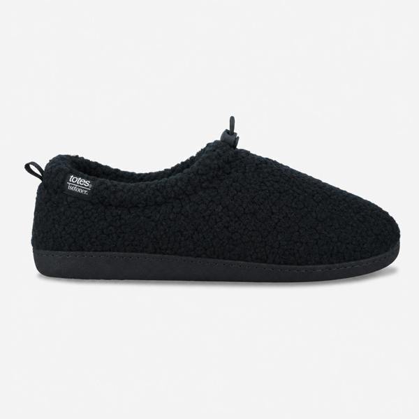 Totes BORG FULL BACK SLIPPER WITH PULL TOGGLE Full Slippers Slippers   in  Navy