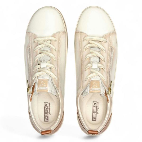 Pikolinos Women’s Nata White Leather Laces & Zipper Trainers - Vigo