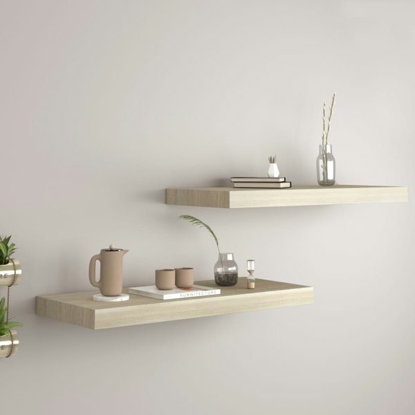 Berkfield Floating Wall Shelves 2 pcs Oak 60x23.5x3.8 cm MDF